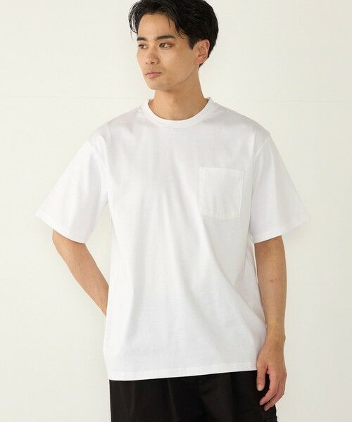 SHIPS / シップス Tシャツ | SHIPS Colors:〈抗菌防臭・接触冷感・UVカット〉シルケット コットン クルーネック T◇(オフホワイト)