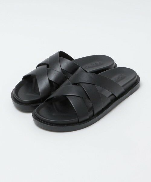 SHIPS / シップス サンダル | 《予約》SHIPS Colors:クロス ストラップ サンダル◆（ブラック）