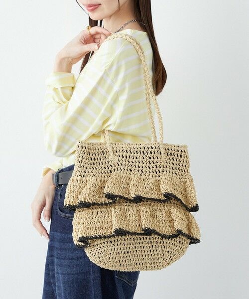 SHIPS / シップス かごバック | 《予約》SHIPS Colors:ペーパー フリル トート◆（ナチュラル）