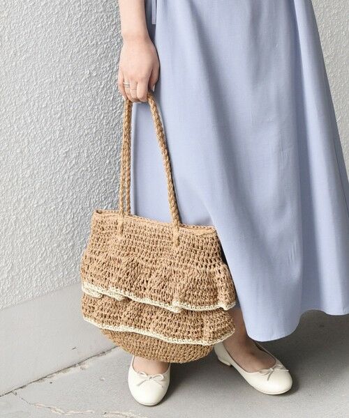 SHIPS / シップス かごバック | 《予約》SHIPS Colors:ペーパー フリル トート◆（ベージュ）