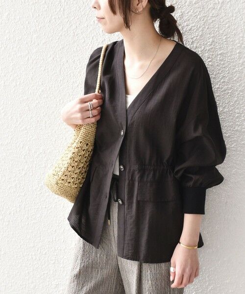 SHIPS / シップス シャツ・ブラウス | 《予約》SHIPS Colors:〈手洗い可能〉シアー スラブ シャツ ブルゾン◆（ブラック）