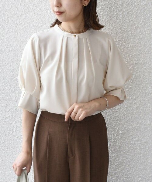 SHIPS / シップス シャツ・ブラウス | 《予約》SHIPS Colors:〈洗濯機可能〉ジョーゼット タック スリーブ ブラウス◆（オフホワイト）