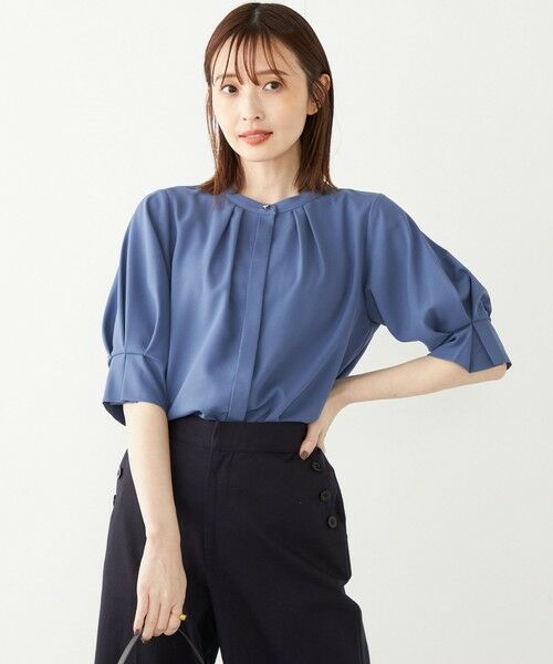 SHIPS / シップス シャツ・ブラウス | 《予約》SHIPS Colors:〈洗濯機可能〉ジョーゼット タック スリーブ ブラウス◆（ブルー）