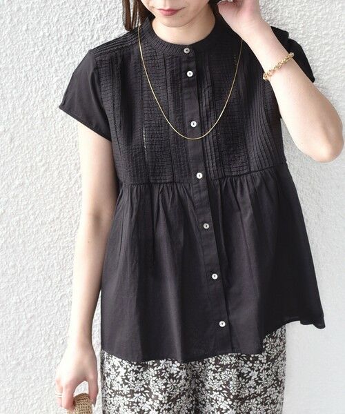 SHIPS / シップス シャツ・ブラウス | 《予約》SHIPS Colors:〈手洗い可能〉コットン ピンタック ジョイント シャツ2◆（ブラック）