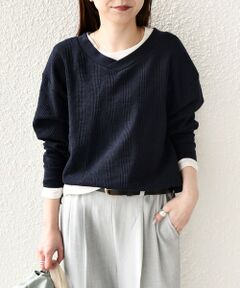 SHIPS / シップス カットソー（半袖以外） | SHIPS Colors:〈手洗い可能〉変形ワッフル Vネック プルオーバー