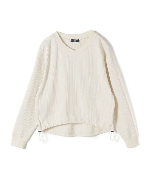 SHIPS / シップス カットソー（半袖以外） | SHIPS Colors:〈手洗い可能〉変形ワッフル Vネック プルオーバー（オフホワイト）