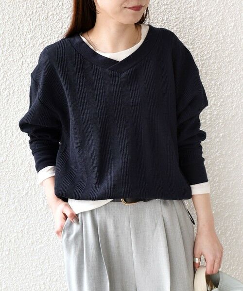 SHIPS / シップス カットソー（半袖以外） | SHIPS Colors:〈手洗い可能〉変形ワッフル Vネック プルオーバー | 詳細15