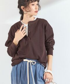 SHIPS / シップス カットソー（半袖以外） | 《追加・新色予約》【WEB限定】SHIPS Colors:変形ワッフル ヘンリーネックプルオーバー◆