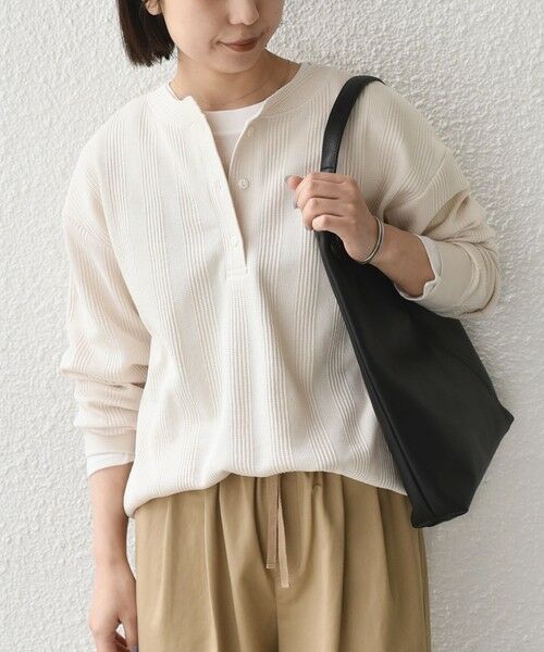 SHIPS / シップス カットソー（半袖以外） | SHIPS Colors:〈手洗い可能〉変形ワッフル ヘンリーネック プルオーバー | 詳細9