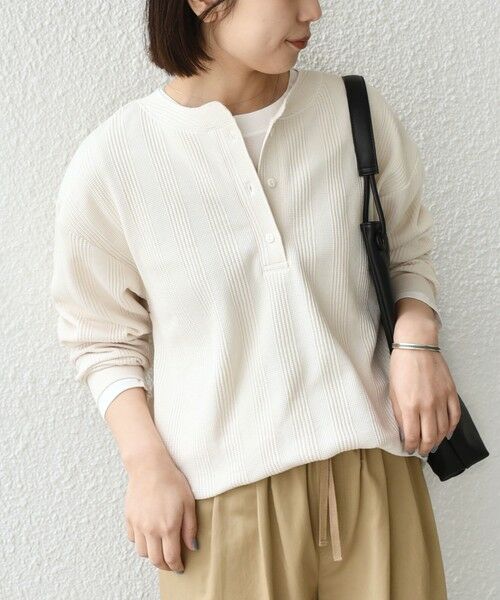 SHIPS / シップス カットソー（半袖以外） | SHIPS Colors:〈手洗い可能〉変形ワッフル ヘンリーネック プルオーバー | 詳細10