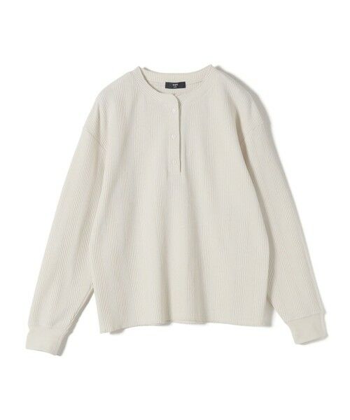 SHIPS / シップス カットソー（半袖以外） | SHIPS Colors:〈手洗い可能〉変形ワッフル ヘンリーネック プルオーバー（オフホワイト）
