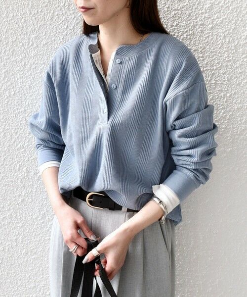 SHIPS / シップス カットソー（半袖以外） | SHIPS Colors:〈手洗い可能〉変形ワッフル ヘンリーネック プルオーバー | 詳細15