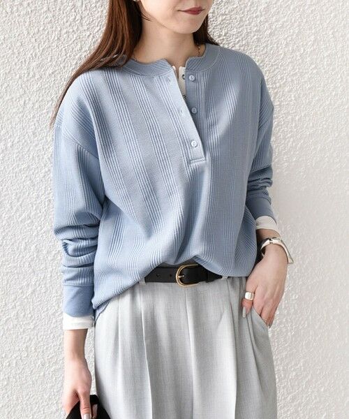 SHIPS / シップス カットソー（半袖以外） | SHIPS Colors:〈手洗い可能〉変形ワッフル ヘンリーネック プルオーバー | 詳細21