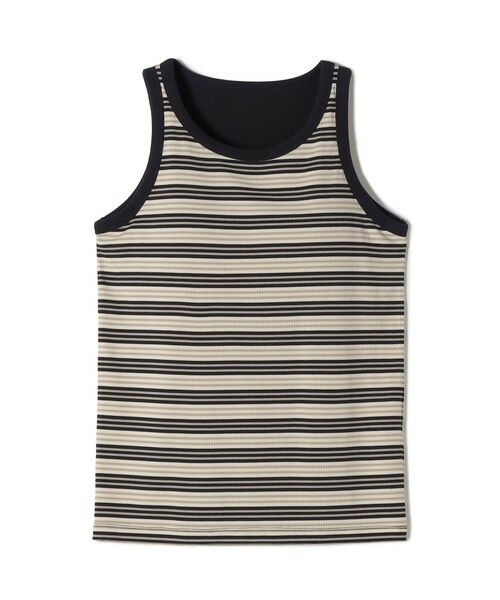 SHIPS / シップス タンクトップ | 《予約》SHIPS Colors:〈手洗い可能〉ボーダー カップ タンクトップ◆（ブラック）
