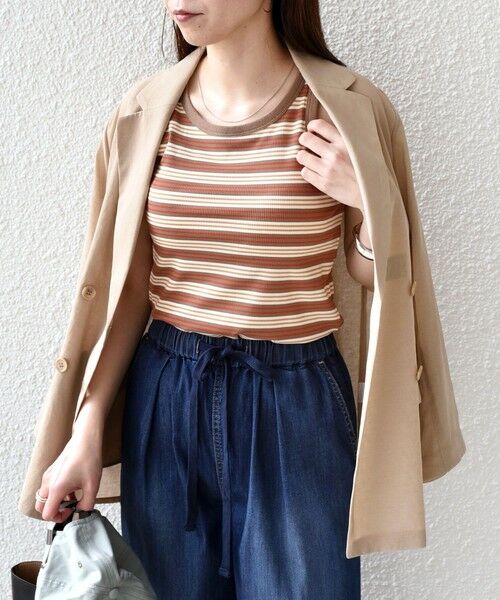 SHIPS / シップス タンクトップ | 《予約》SHIPS Colors:〈手洗い可能〉ボーダー カップ タンクトップ◆ | 詳細14