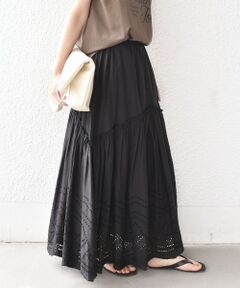 SHIPS / シップス ロング・マキシ丈スカート | SHIPS Colors:〈手洗い可能〉スカラップ レース スカート