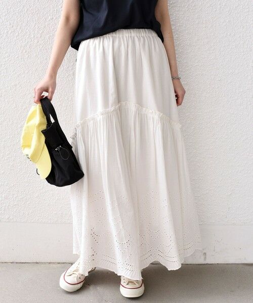 SHIPS / シップス ロング・マキシ丈スカート | SHIPS Colors:〈手洗い可能〉スカラップ レース スカート | 詳細4