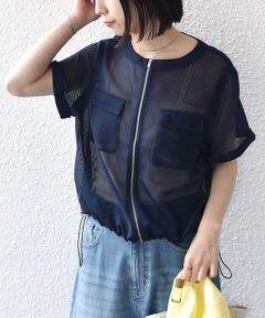 SHIPS / シップス ブルゾン | 《予約》SHIPS Colors:〈手洗い可能〉メッシュ 5分袖 ジップ ハオリ◆