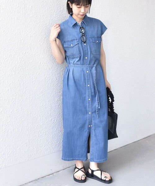 SHIPS / シップス ロング・マキシ丈ワンピース | 《予約》SHIPS Colors:〈洗濯機可能〉ファンクション デニム シャツ ワンピース◆ | 詳細3