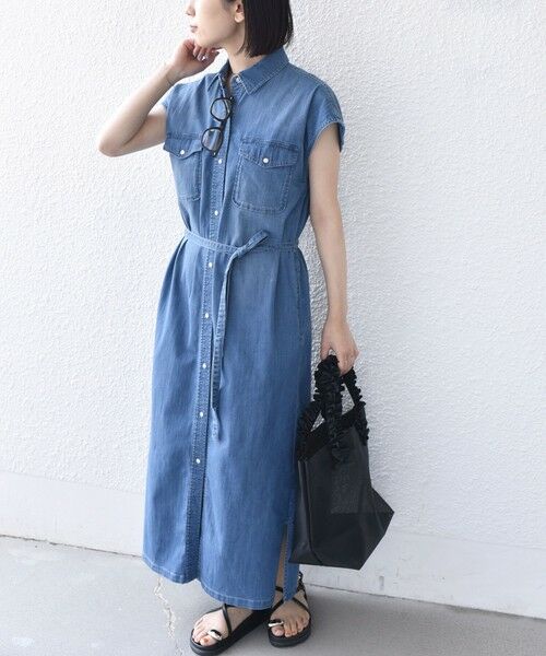 SHIPS / シップス ロング・マキシ丈ワンピース | 《予約》SHIPS Colors:〈洗濯機可能〉ファンクション デニム シャツ ワンピース◆ | 詳細4