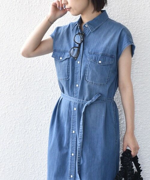SHIPS / シップス ロング・マキシ丈ワンピース | 《予約》SHIPS Colors:〈洗濯機可能〉ファンクション デニム シャツ ワンピース◆（ライトブルー）