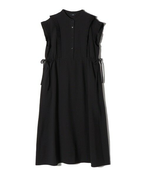 SHIPS / シップス ロング・マキシ丈ワンピース | 《予約》SHIPS Colors:〈手洗い可能〉プリーツ デザイン シャツ ワンピース2◆（ブラック）