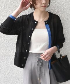SHIPS / シップス カーディガン・ボレロ | 《予約》SHIPS Colors:〈手洗い可能〉シアー ドットボタン 配色 ニット カーディガン◆