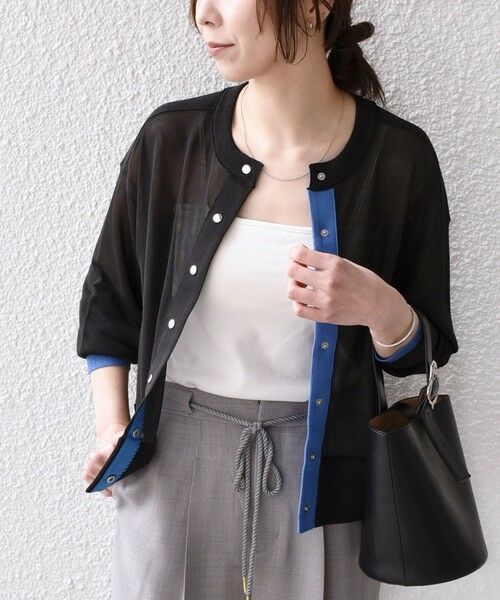 SHIPS / シップス カーディガン・ボレロ | 《予約》SHIPS Colors:〈手洗い可能〉シアー ドットボタン 配色 ニット カーディガン◆ | 詳細5
