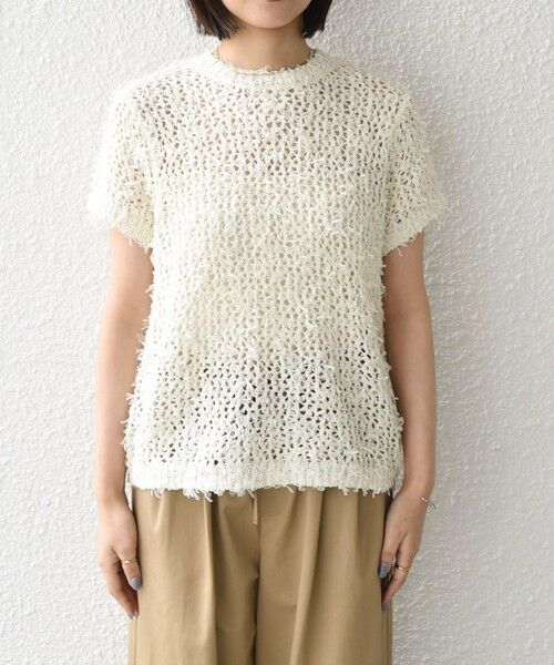 SHIPS / シップス ニット・セーター | SHIPS Colors:〈手洗い可能〉チュールヤーン ミックス ショートスリーブ ニット | 詳細3