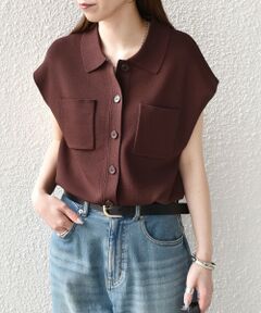 SHIPS / シップス ニット・セーター | 《予約》SHIPS Colors:〈手洗い可能〉ポロ フレンチスリーブ ニット ベスト◆