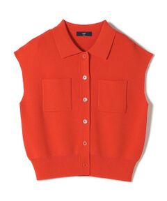 SHIPS / シップス ニット・セーター | 《予約》SHIPS Colors:〈手洗い可能〉ポロ フレンチスリーブ ニット ベスト◆