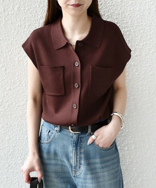 SHIPS / シップス ニット・セーター | 《予約》SHIPS Colors:〈手洗い可能〉ポロ フレンチスリーブ ニット ベスト◆ | 詳細10