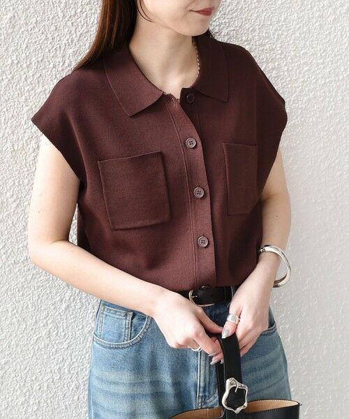 SHIPS / シップス ニット・セーター | 《予約》SHIPS Colors:〈手洗い可能〉ポロ フレンチスリーブ ニット ベスト◆ | 詳細11