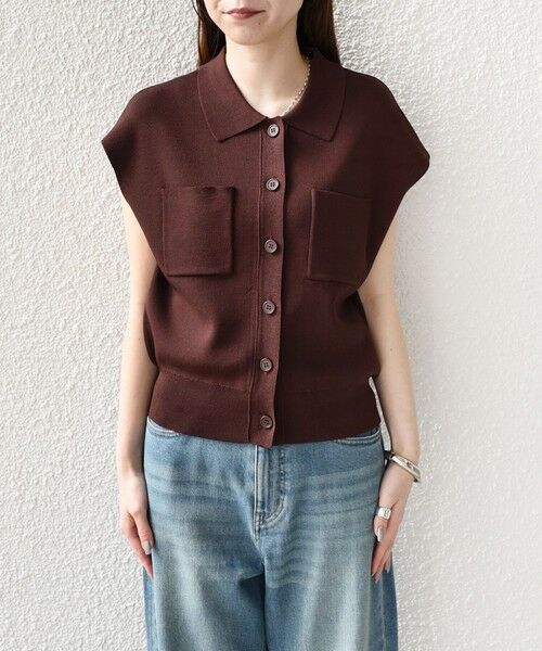 SHIPS / シップス ニット・セーター | 《予約》SHIPS Colors:〈手洗い可能〉ポロ フレンチスリーブ ニット ベスト◆ | 詳細7