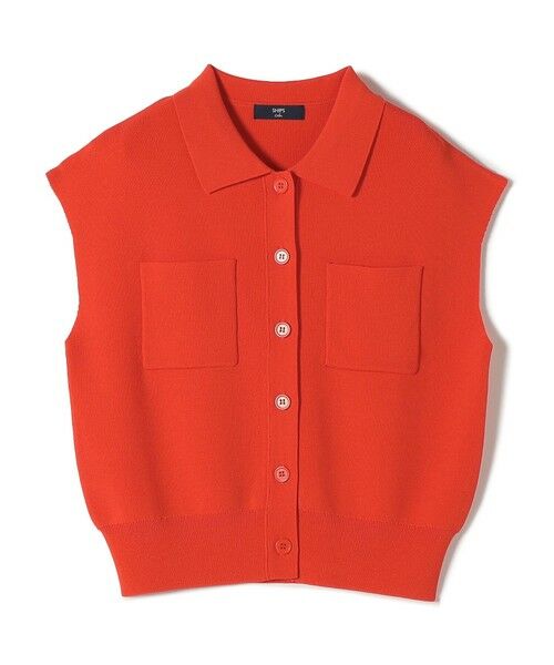 SHIPS / シップス ニット・セーター | 《予約》SHIPS Colors:〈手洗い可能〉ポロ フレンチスリーブ ニット ベスト◆（オレンジ）
