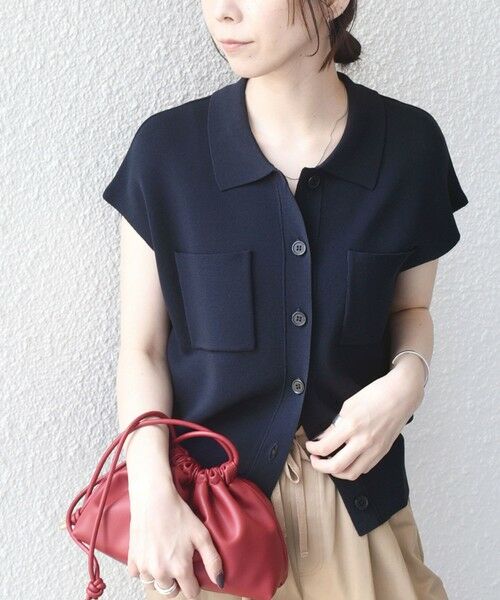 SHIPS / シップス ニット・セーター | 《一部追加予約》SHIPS Colors:〈手洗い可能〉ポロ フレンチスリーブ ニット ベスト◆ | 詳細24