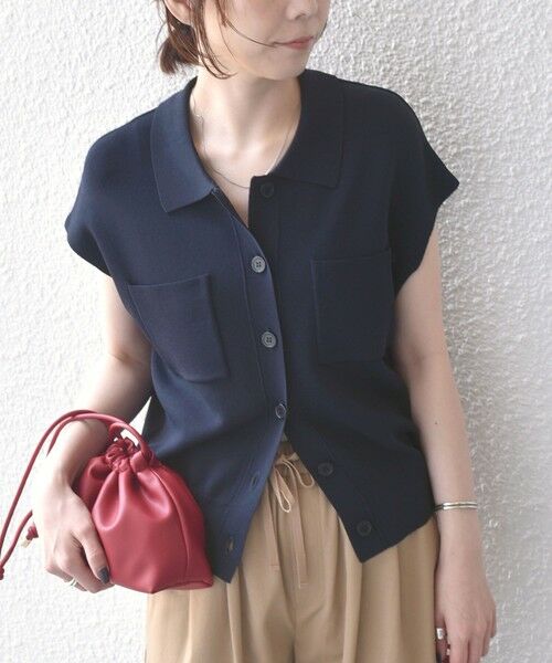 SHIPS / シップス ニット・セーター | 《一部追加予約》SHIPS Colors:〈手洗い可能〉ポロ フレンチスリーブ ニット ベスト◆ | 詳細25