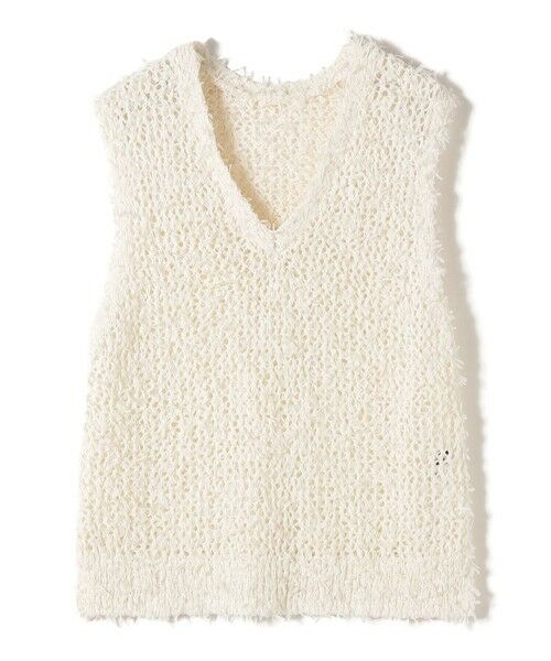 SHIPS / シップス ベスト | SHIPS Colors:〈手洗い可能〉チュールヤーン ミックス Vネック ベスト（オフホワイト）