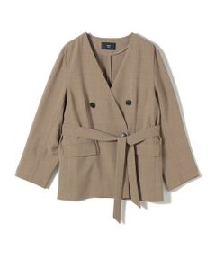 SHIPS / シップス ノーカラージャケット | 《予約》SHIPS Colors:〈手洗い可能〉リネン ライク ベルテッド ジャケット◆