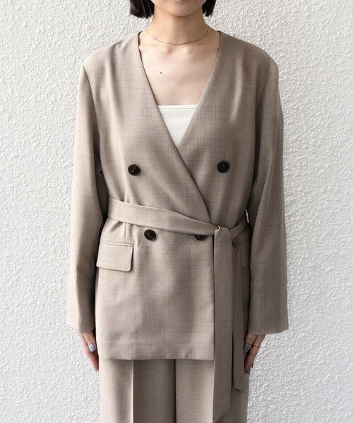 SHIPS / シップス ノーカラージャケット | 《予約》SHIPS Colors:〈手洗い可能〉リネン ライク ベルテッド ジャケット◆ | 詳細11