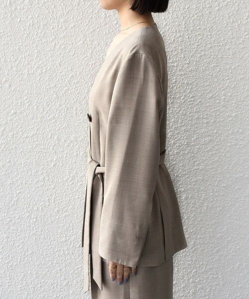 SHIPS / シップス ノーカラージャケット | 《予約》SHIPS Colors:〈手洗い可能〉リネン ライク ベルテッド ジャケット◆ | 詳細12