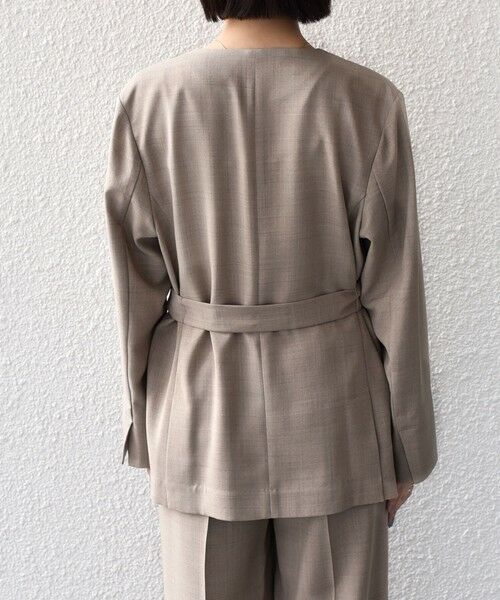 SHIPS / シップス ノーカラージャケット | 《予約》SHIPS Colors:〈手洗い可能〉リネン ライク ベルテッド ジャケット◆ | 詳細13