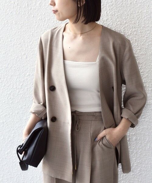 SHIPS / シップス ノーカラージャケット | 《予約》SHIPS Colors:〈手洗い可能〉リネン ライク ベルテッド ジャケット◆ | 詳細15