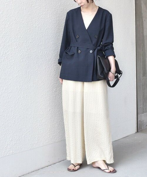 SHIPS / シップス ノーカラージャケット | 《予約》SHIPS Colors:〈手洗い可能〉リネン ライク ベルテッド ジャケット◆ | 詳細26