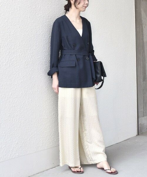 SHIPS / シップス ノーカラージャケット | 《予約》SHIPS Colors:〈手洗い可能〉リネン ライク ベルテッド ジャケット◆ | 詳細27