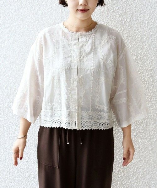 SHIPS / シップス シャツ・ブラウス | 《予約》〈手洗い可能〉パッチワーク レース ショート スリーブ 羽織 ブラウス | 詳細10