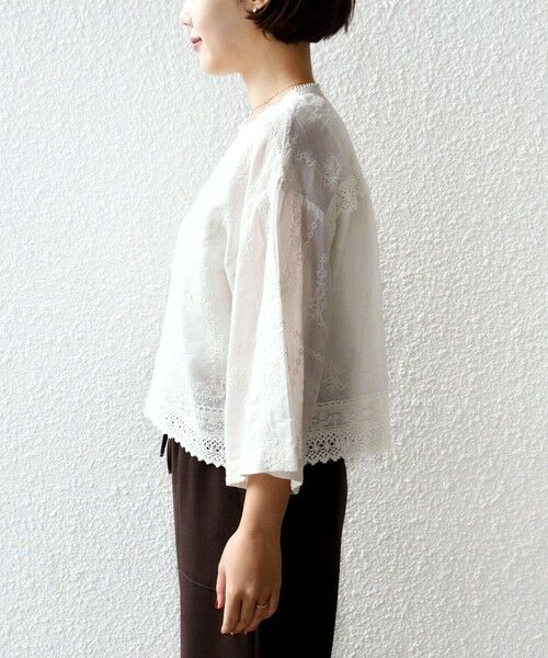 SHIPS / シップス シャツ・ブラウス | 《予約》〈手洗い可能〉パッチワーク レース ショート スリーブ 羽織 ブラウス | 詳細11