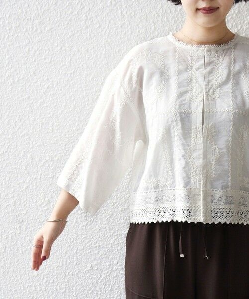 SHIPS / シップス シャツ・ブラウス | 《予約》〈手洗い可能〉パッチワーク レース ショート スリーブ 羽織 ブラウス | 詳細13
