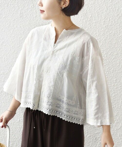 SHIPS / シップス シャツ・ブラウス | 《予約》〈手洗い可能〉パッチワーク レース ショート スリーブ 羽織 ブラウス | 詳細5