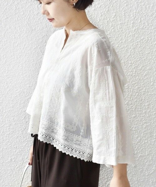 SHIPS / シップス シャツ・ブラウス | 《予約》〈手洗い可能〉パッチワーク レース ショート スリーブ 羽織 ブラウス | 詳細6